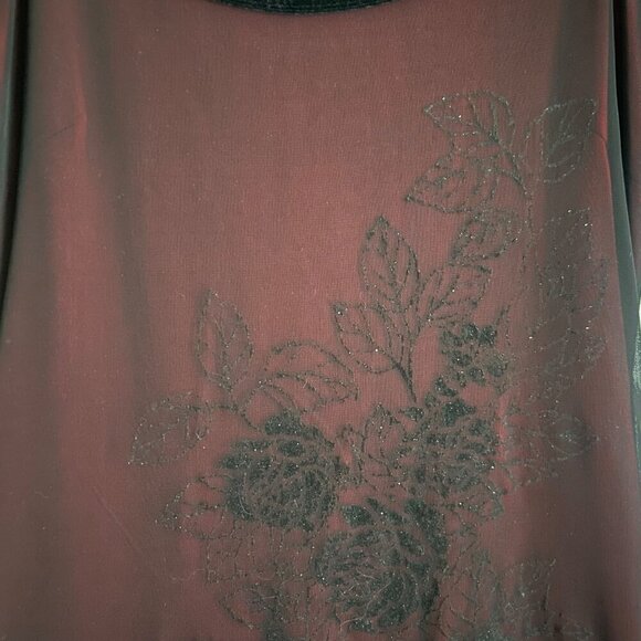Vintage 90s Y2K Mesh Prom Maxi Dress Size S Velvet Burnout Formal Whimsigoth - Picture 5 of 11
